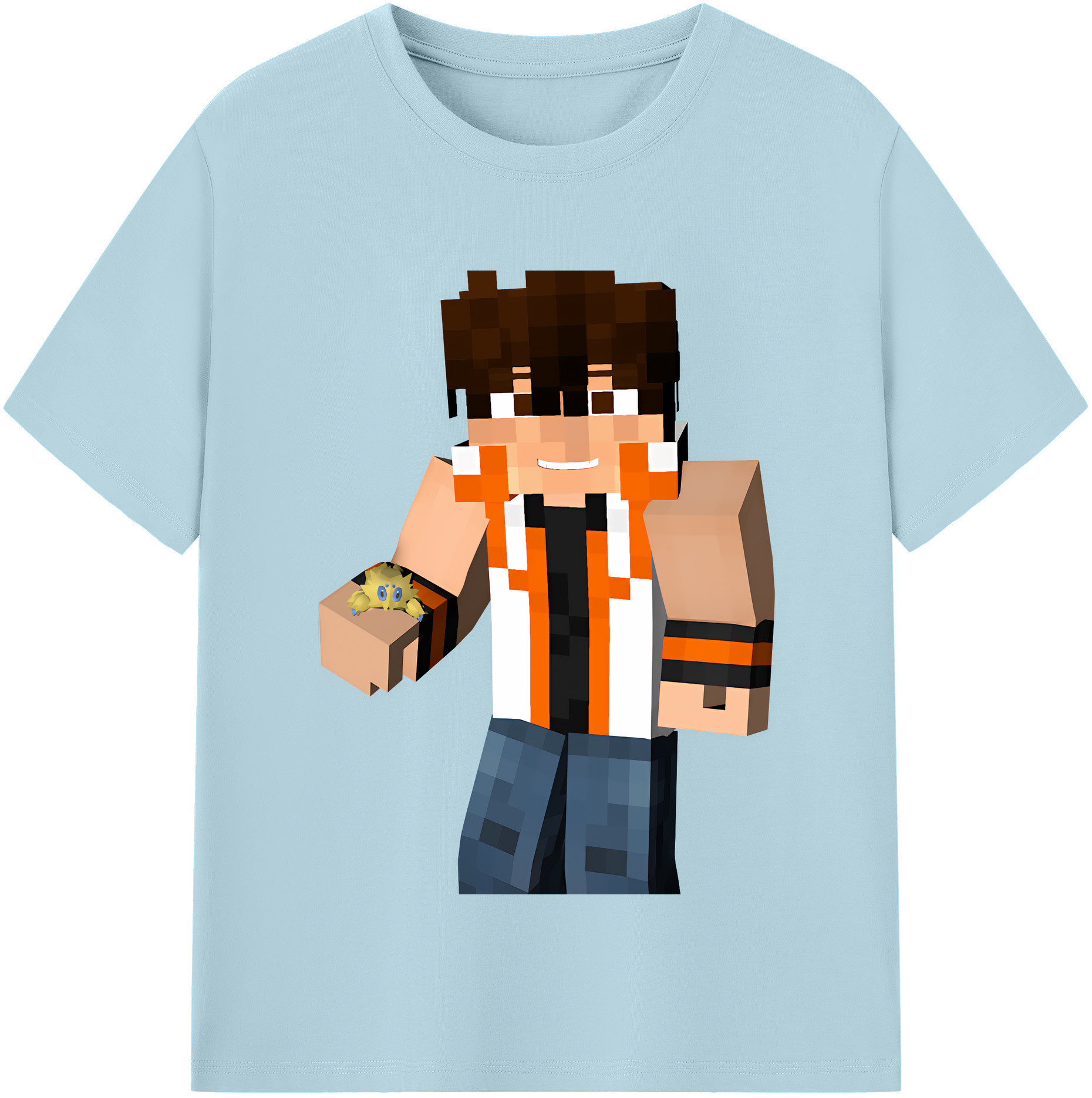（画像用） マインクラフト ブロックの世界 Minecraft MC Block world 綿100％半袖Tシャツ（フロントプリント）
